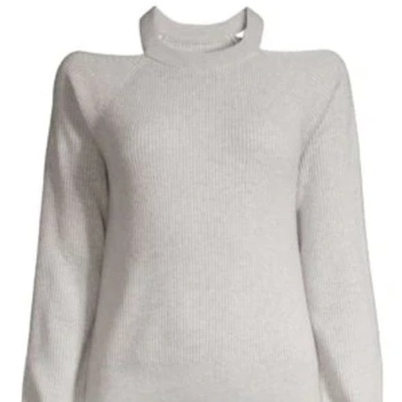 J BRAND Mackenzie Cold-shoulder Cashmere Rib Sweater Light Future Off‎ Shoulder - Picture 3 of 3
